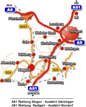 Anfahrt nach Nagold