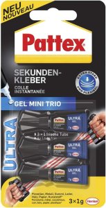 Pattex - SEKUNDENKLEBER Ultra Gel Mini Trio - 3x 1g - PSMG3