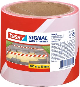 tesa® Signal Absperrband - rot/weiss
