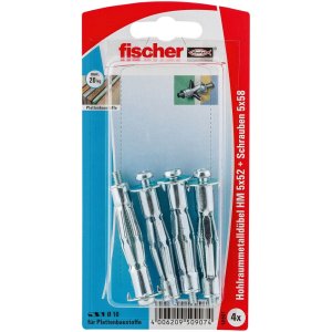 fischer Hohlraum-Metalldübel HM 5 x 52 S K + Schrauben 5x58